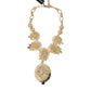 Gold ToneBrass PIETRE OVALI Crystal Embellished Necklace