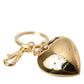 Metallic Gold Brass Heart Floral Pendant Keychain Keyring