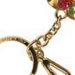 Metallic Gold Brass Heart Floral Pendant Keychain Keyring