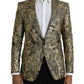 Gold SICILIA Jacquard Single Breasted Coat Blazer