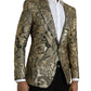 Gold SICILIA Jacquard Single Breasted Coat Blazer