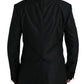 Black Wool Notch SingleBreasted Coat Blazer