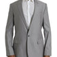 Gray Wool Peak Single Breasted Coat Blazer