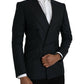 Black Stripe SICILIA Double Breasted Coat Blazer