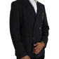 Dark Blue Crown Bee Double Breasted Blazer