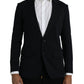 Black Wool Notch Single Breasted Coat Blazer