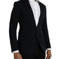 Black Wool Notch Single Breasted Coat Blazer