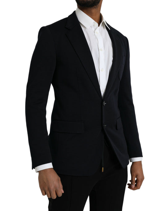 Black Wool Notch Single Breasted Coat Blazer