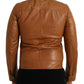 Brown Lamb Leather Full Zip Blouson Jacket