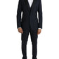 Dark Blue MARTINI Wool Formal 3 Piece Suit