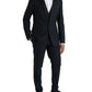 Dark Blue MARTINI Wool Formal 3 Piece Suit