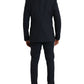 Dark Blue MARTINI Wool Formal 3 Piece Suit