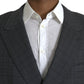 Gray Plaid Wool MARTINI Formal 2 Piece Suit