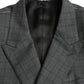 Gray Plaid Wool MARTINI Formal 2 Piece Suit