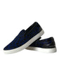 Blue Calfskin Hair Leopard Sneakers Shoes