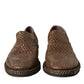 Brown Woven Leather Loafers Casual Shoes