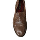 Brown Woven Leather Loafers Casual Shoes