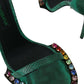 Green Exotic Leather Crystal Sandals Shoes