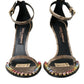 Brown Exotic Leather Crystal Sandals Shoes