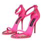 Pink Leather Crystal Heels Sandals Shoes