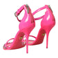 Pink Leather Crystal Heels Sandals Shoes