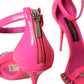 Pink Leather Crystal Heels Sandals Shoes