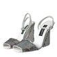 White Silver Sequin Ankle Strap Sandals Shoes