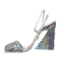 White Silver Sequin Ankle Strap Sandals Shoes