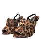 Brown Leopard Slingback Heels Sandals Shoes