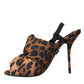 Brown Leopard Slingback Heels Sandals Shoes