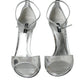 Silver KEIRA Leather Heels Sandals Shoes