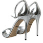 Silver KEIRA Leather Heels Sandals Shoes