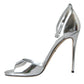 Silver KEIRA Leather Heels Sandals Shoes