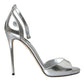 Silver KEIRA Leather Heels Sandals Shoes