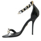 Black Crystals Sandals Ankle Strap Shoes