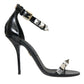 Black Crystals Sandals Ankle Strap Shoes