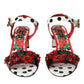 Multicolor Floral Crystal Leather Sandals Shoes