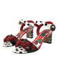 Multicolor Floral Crystal Leather Sandals Shoes