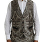 Brown Floral Jacquard Formal 3 Piece Suit