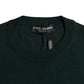 Dark Green Crown Crew Neck Pullover Sweater