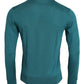 Dark Green Silk Crew Neck Pullover Sweater