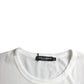 White Logo Embossed Cotton Crewneck T-shirt