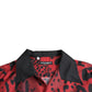 Red Leopard Silk Button Down Casual Shirt