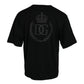 Black Logo Embossed Crew Neck Short Sleeves T-shirt