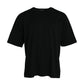 Black Logo Embossed Crew Neck Short Sleeves T-shirt