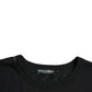 Black Logo Embossed Crew Neck Short Sleeves T-shirt