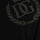 Black Logo Embossed Crew Neck Short Sleeves T-shirt