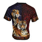 Multicolor Tiger Print Cotton Short Sleeves T-shirt