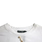 White Embellished Cotton Crew Neck T-shirt