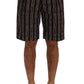 Bordeaux Striped Cotton Knee High Shorts